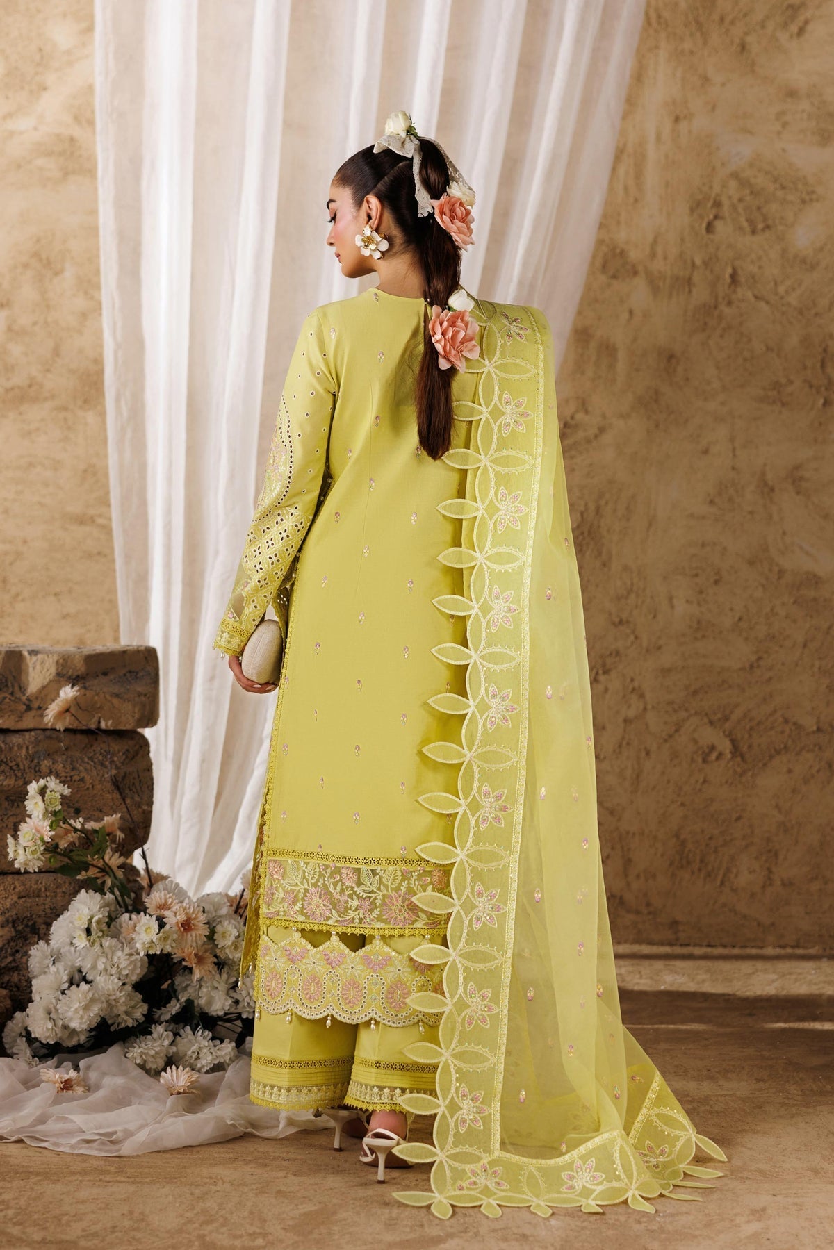 Akbar Aslam | Elea Lawn 26 | Felene-Brand:Akbar Aslam-Type:Ladies Clothes-Butter Yellow-Lawn-House of Maryam- Buy in UK, USA