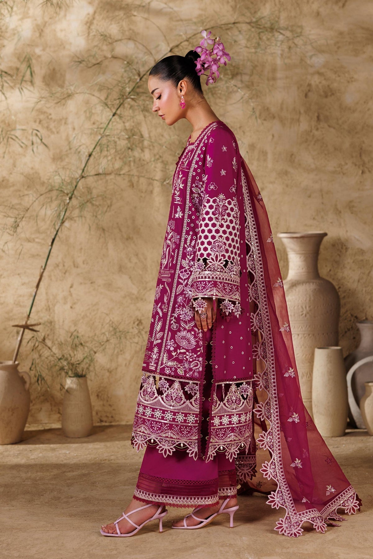 Akbar Aslam | Elea Lawn 26 | Poise-Brand:Akbar Aslam-Type:Ladies Clothes-Wine-Lawn-House of Maryam- Buy in UK, USA