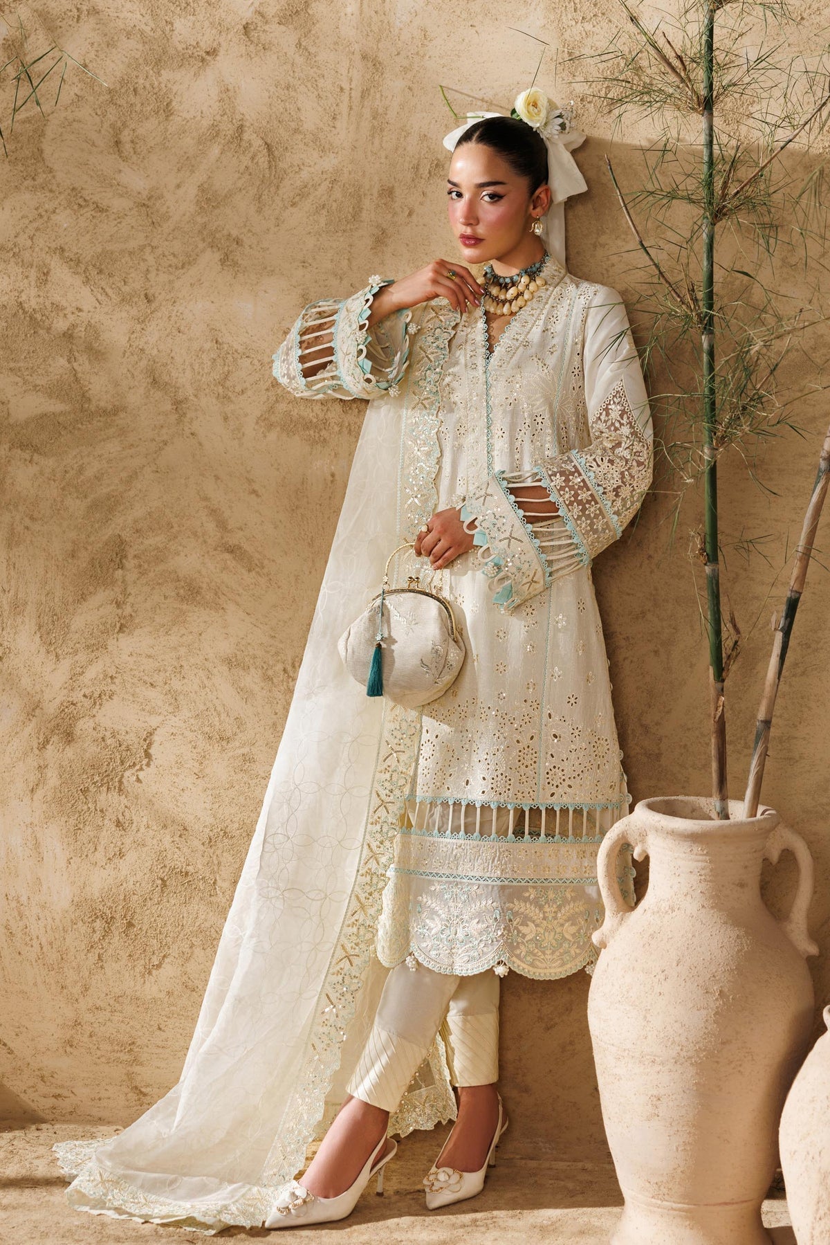 Akbar Aslam | Elea Lawn 26 | Sylvan-Brand:Akbar Aslam-Type:Ladies Clothes-Ivory-Lawn-House of Maryam- Buy in UK, USA