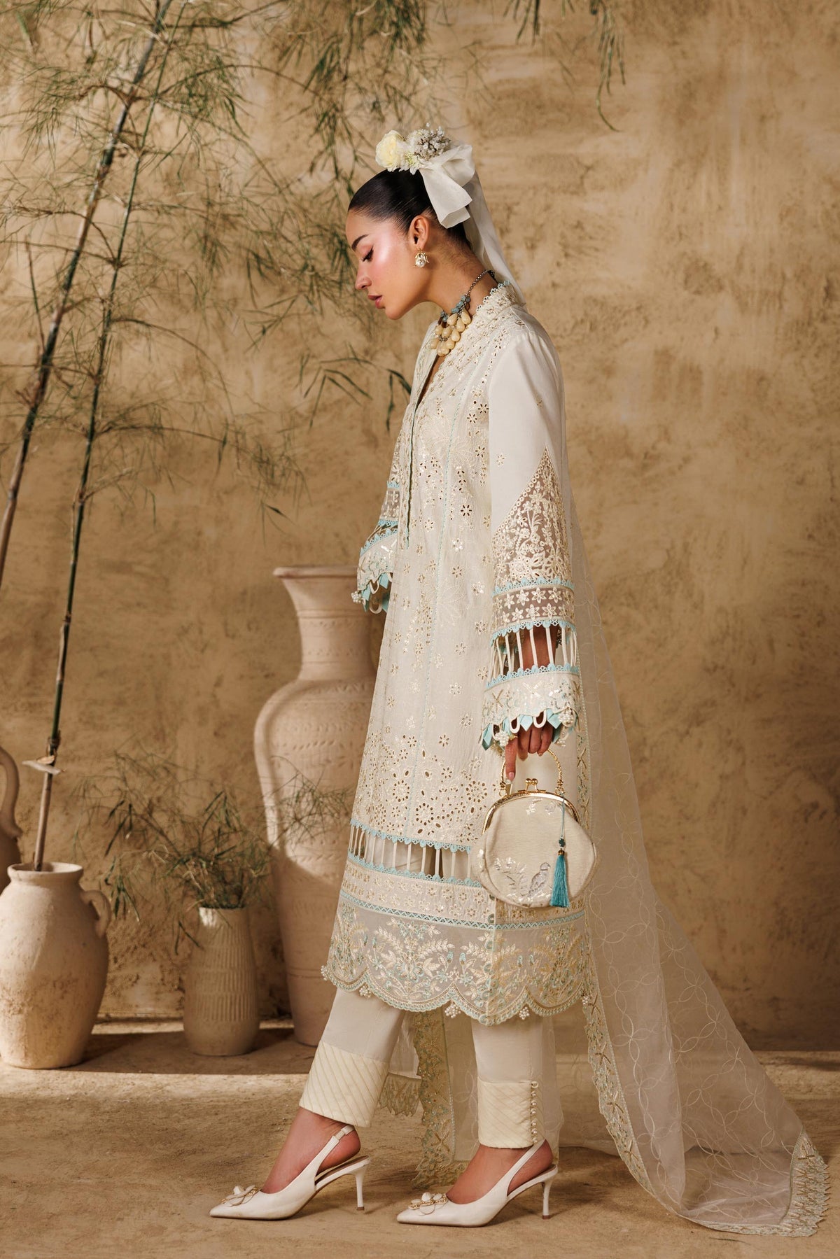 Akbar Aslam | Elea Lawn 26 | Sylvan-Brand:Akbar Aslam-Type:Ladies Clothes-Ivory-Lawn-House of Maryam- Buy in UK, USA