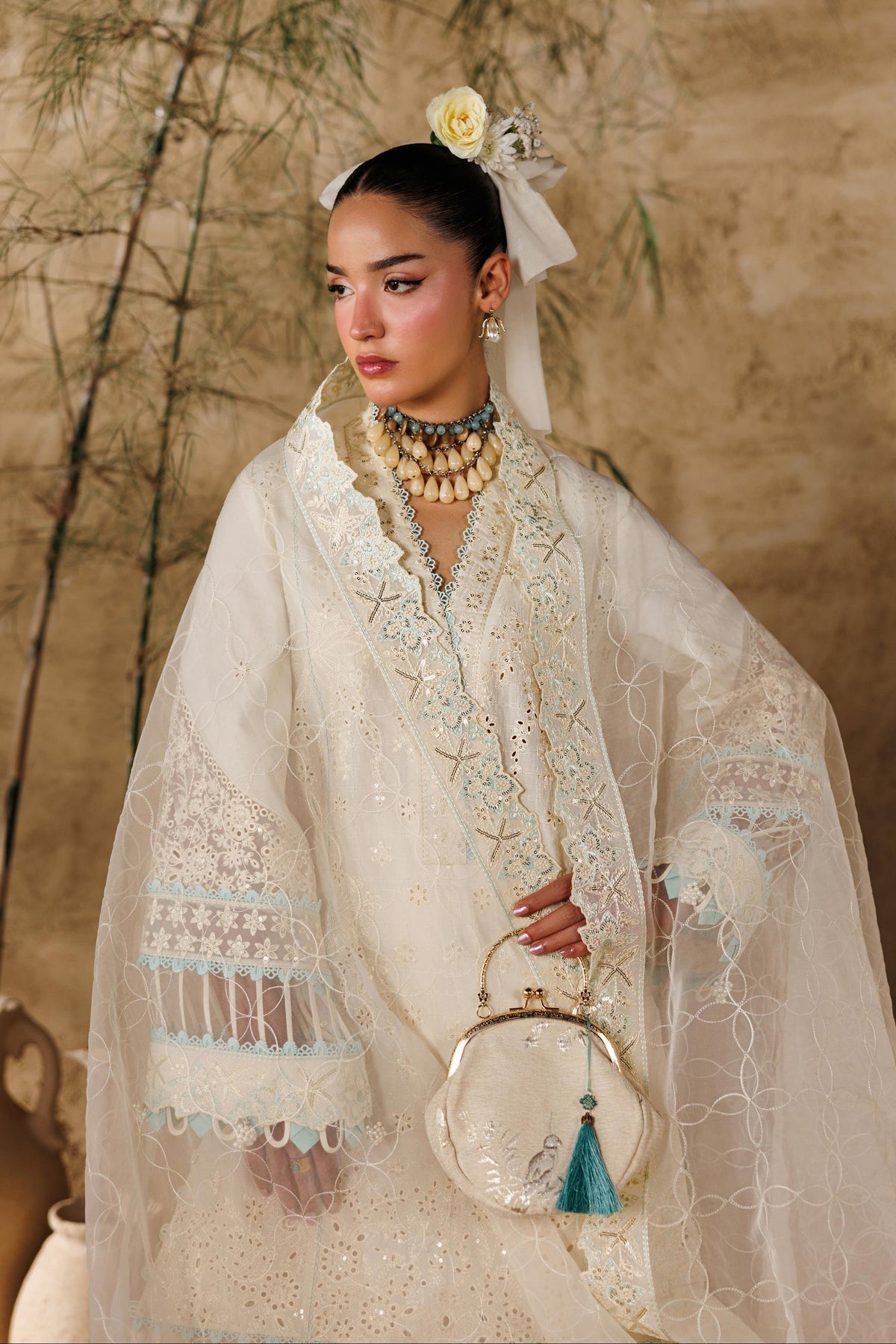 Akbar Aslam | Elea Lawn 26 | Sylvan-Brand:Akbar Aslam-Type:Ladies Clothes-Ivory-Lawn-House of Maryam- Buy in UK, USA