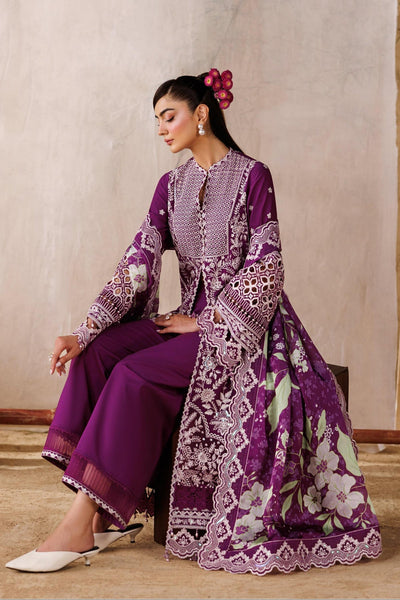 Akbar Aslam | Elea Lawn 26 | Tenebris-Brand:Akbar Aslam-Type:Ladies Clothes-Plum-Lawn-House of Maryam- Buy in UK, USA