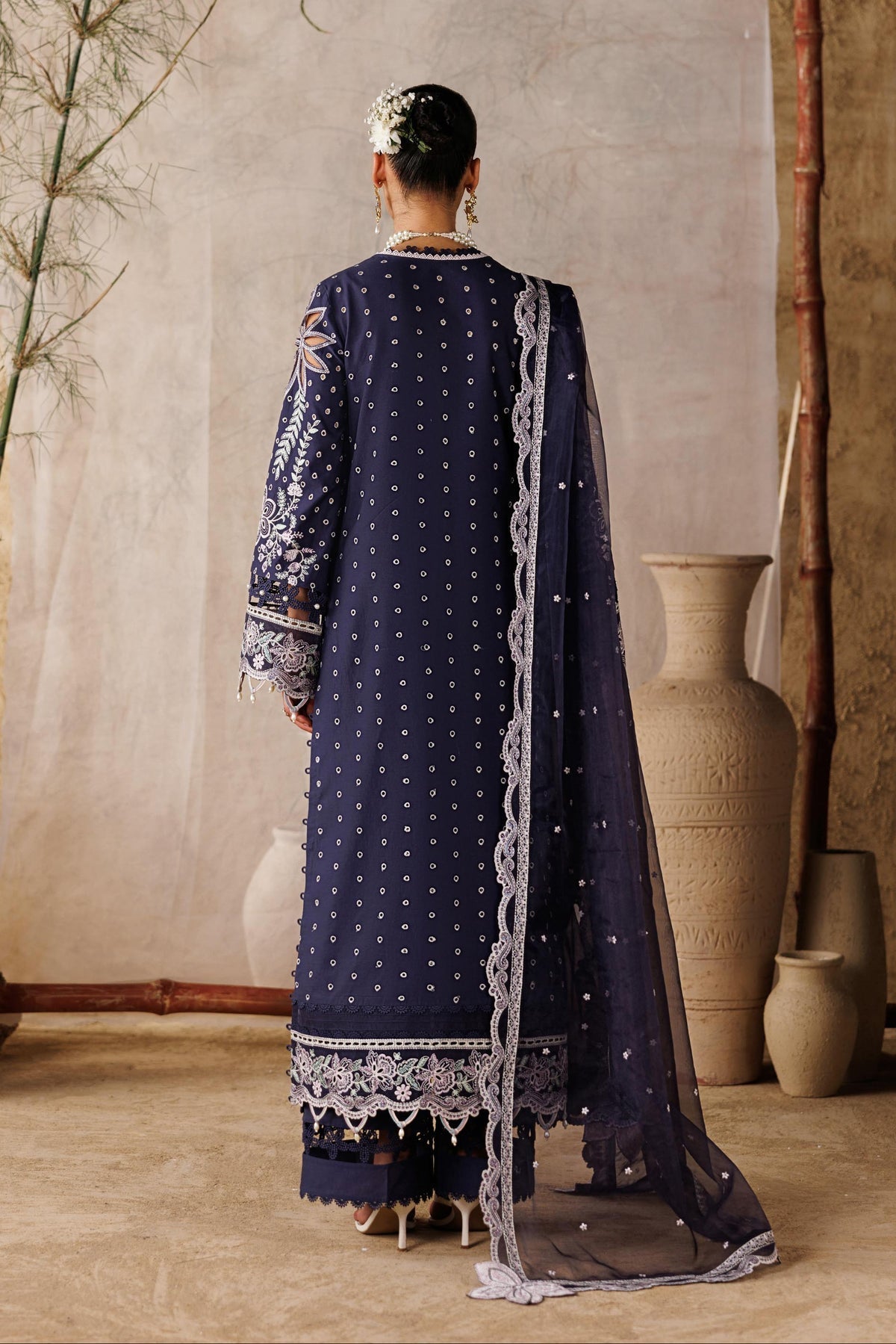 Akbar Aslam | Elea Lawn 26 | Veloure-Brand:Akbar Aslam-Type:Ladies Clothes-Dark Navy Blue-Lawn-House of Maryam- Buy in UK, USA