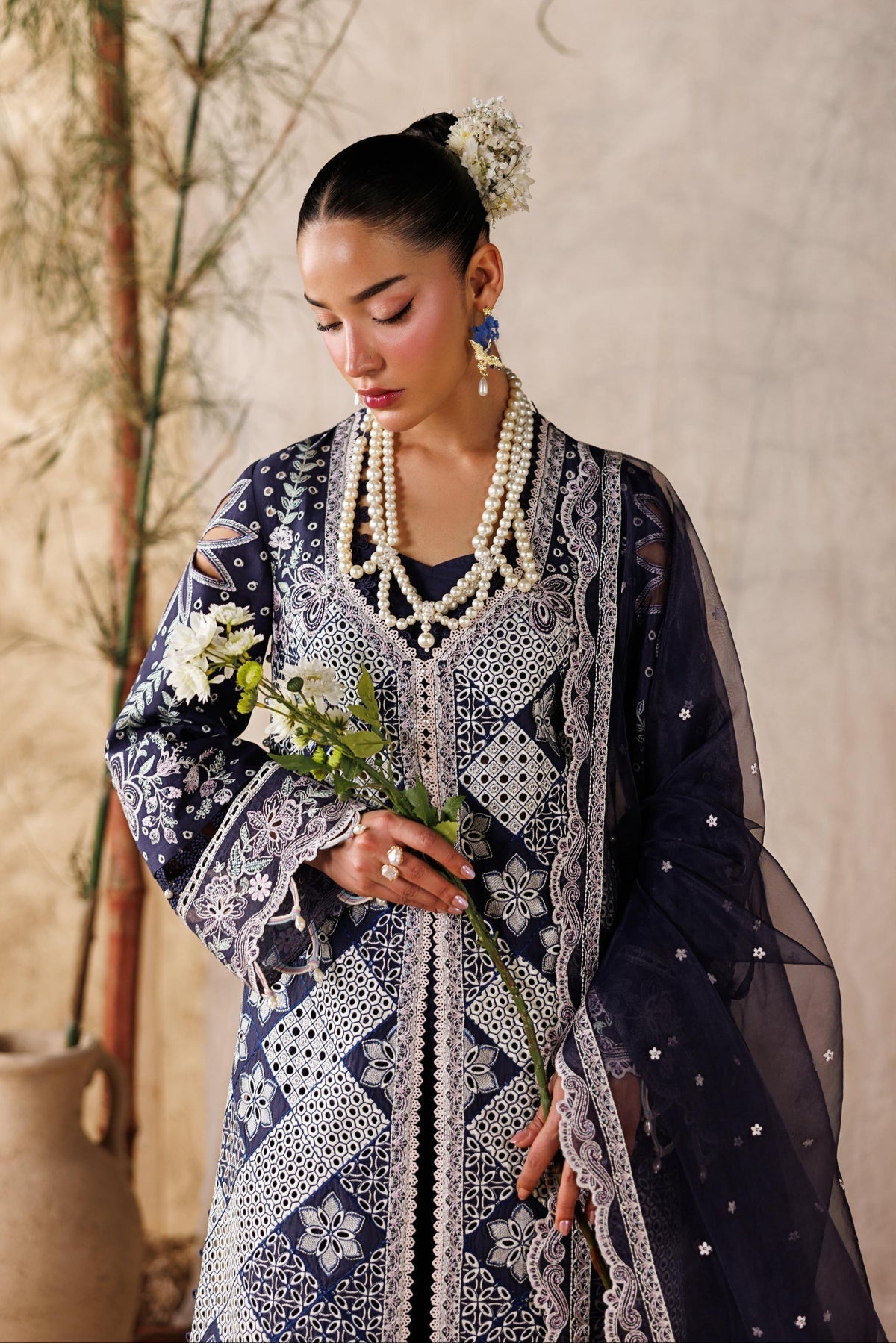Akbar Aslam | Elea Lawn 26 | Veloure-Brand:Akbar Aslam-Type:Ladies Clothes-Dark Navy Blue-Lawn-House of Maryam- Buy in UK, USA