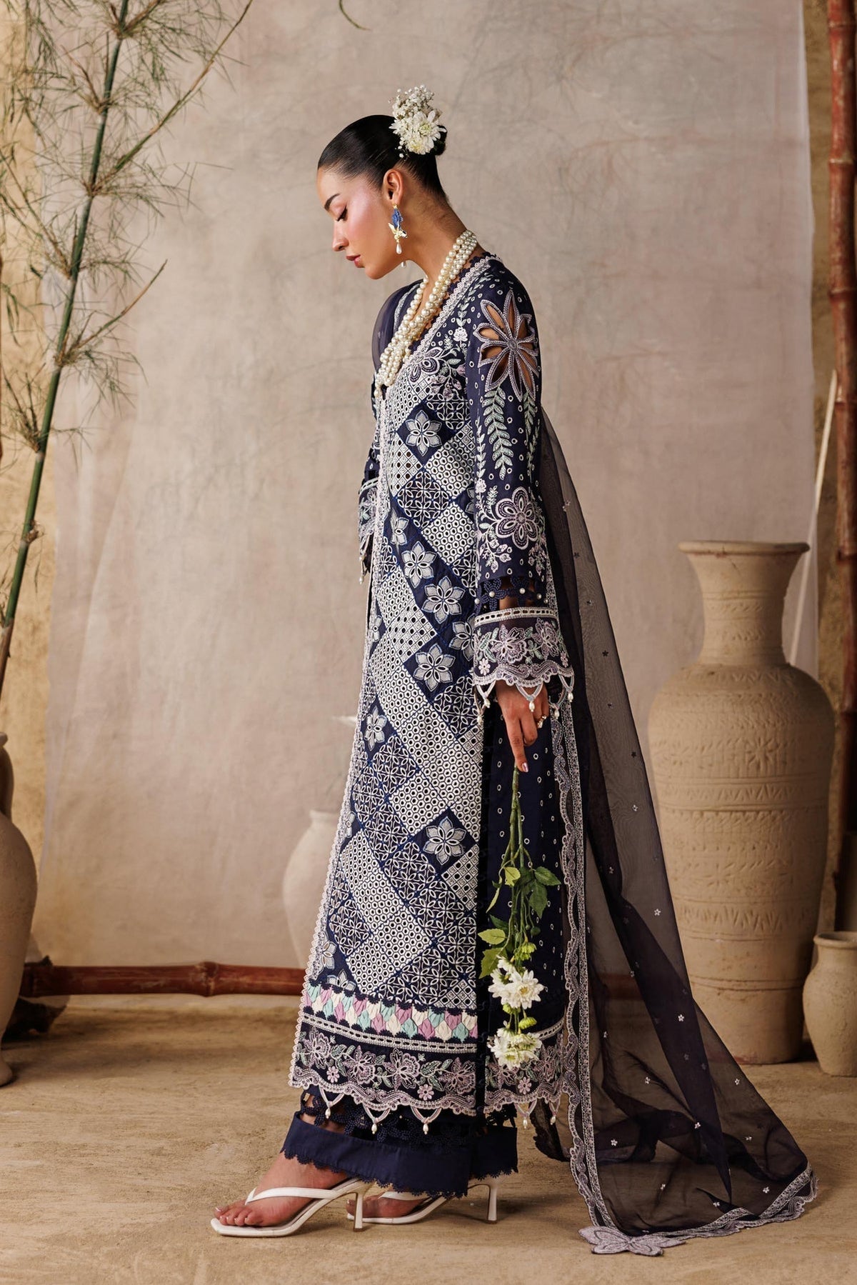 Akbar Aslam | Elea Lawn 26 | Veloure-Brand:Akbar Aslam-Type:Ladies Clothes-Dark Navy Blue-Lawn-House of Maryam- Buy in UK, USA