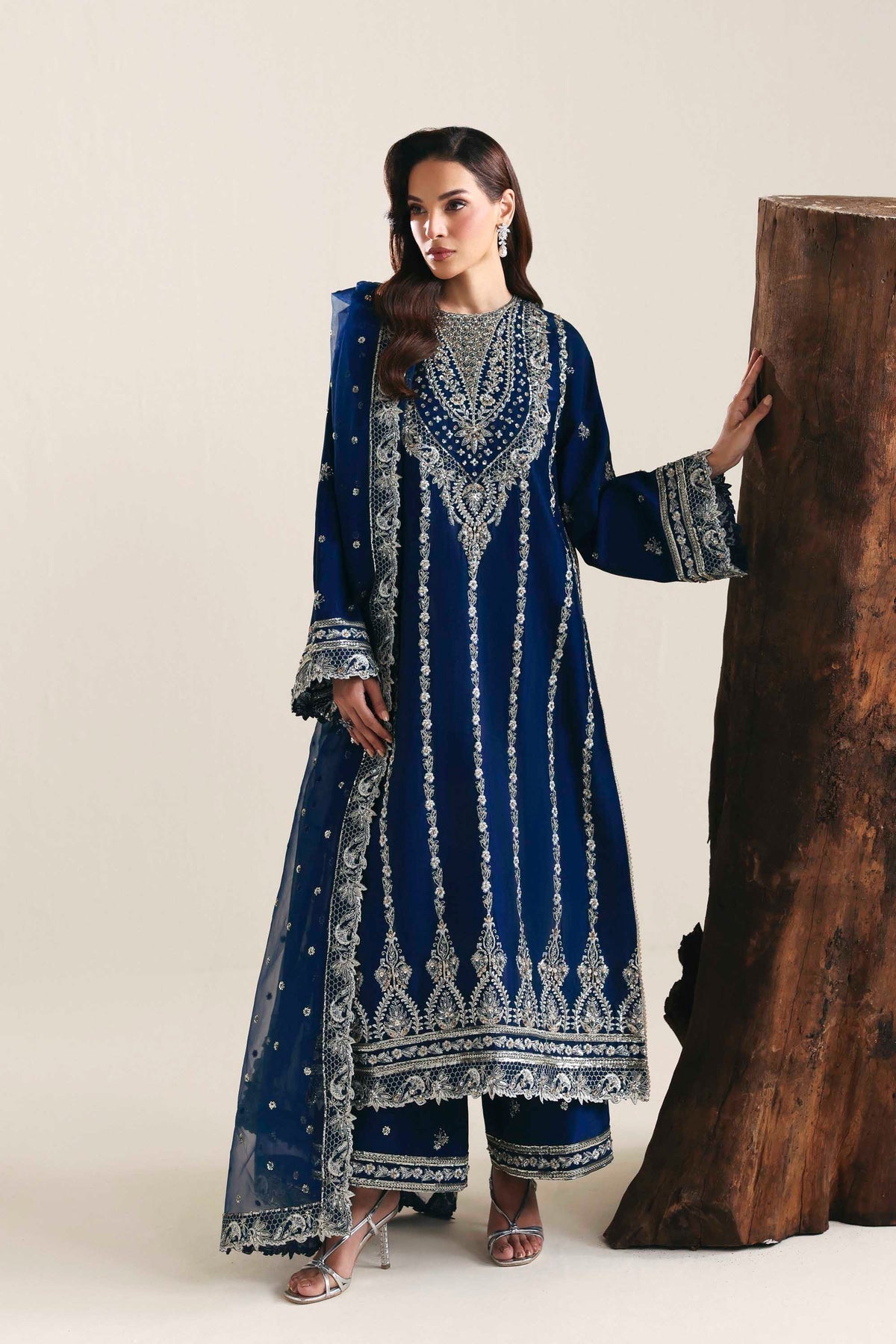 Akbar Aslam | Formal Pret | Ardyn-Brand:Akbar Aslam-Type:Ladies Clothes-Dark Navy Blue-Tissue Silk-House of Maryam- Buy in UK, USA