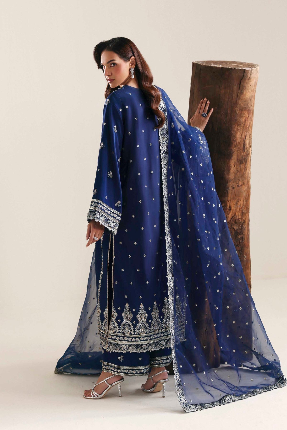Akbar Aslam | Formal Pret | Ardyn-Brand:Akbar Aslam-Type:Ladies Clothes-Dark Navy Blue-Tissue Silk-House of Maryam- Buy in UK, USA