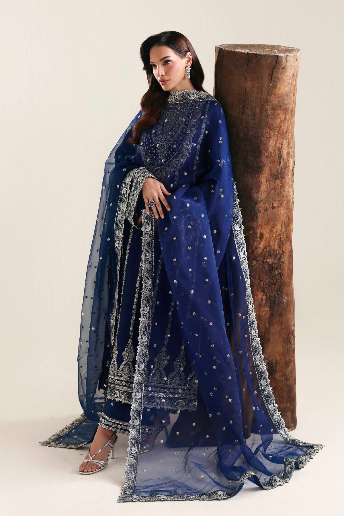 Akbar Aslam | Formal Pret | Ardyn-Brand:Akbar Aslam-Type:Ladies Clothes-Dark Navy Blue-Tissue Silk-House of Maryam- Buy in UK, USA