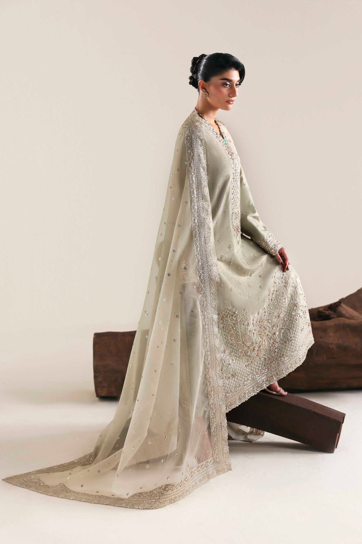 Akbar Aslam | Formal Pret | Aurex-Brand:Akbar Aslam-Type:Ladies Clothes-Soft Gray-Tissue Silk-House of Maryam- Buy in UK, USA