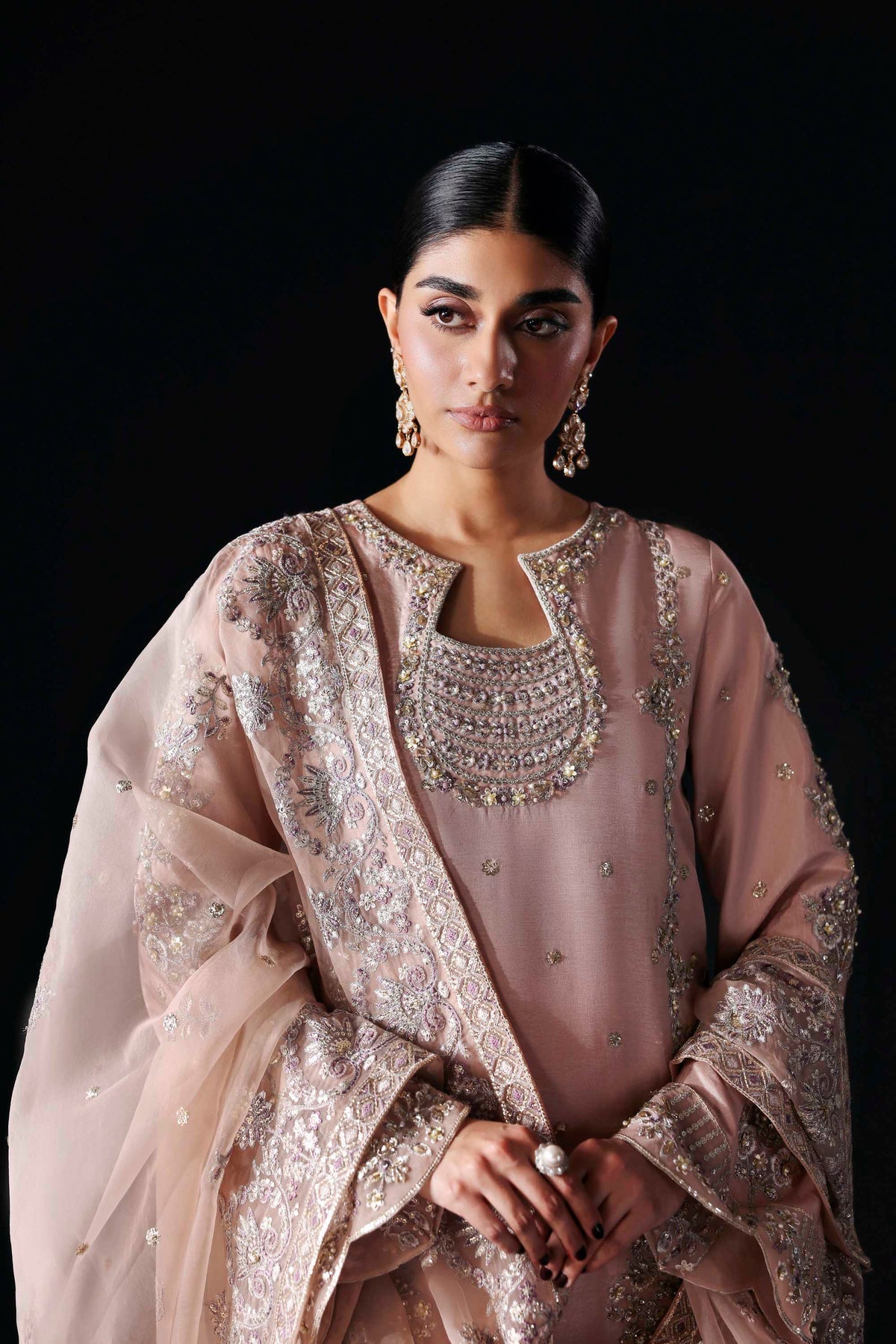 Akbar Aslam | Formal Pret | Avenor-Brand:Akbar Aslam-Type:Ladies Clothes-Blush Pink-Tissue Silk-House of Maryam- Buy in UK, USA