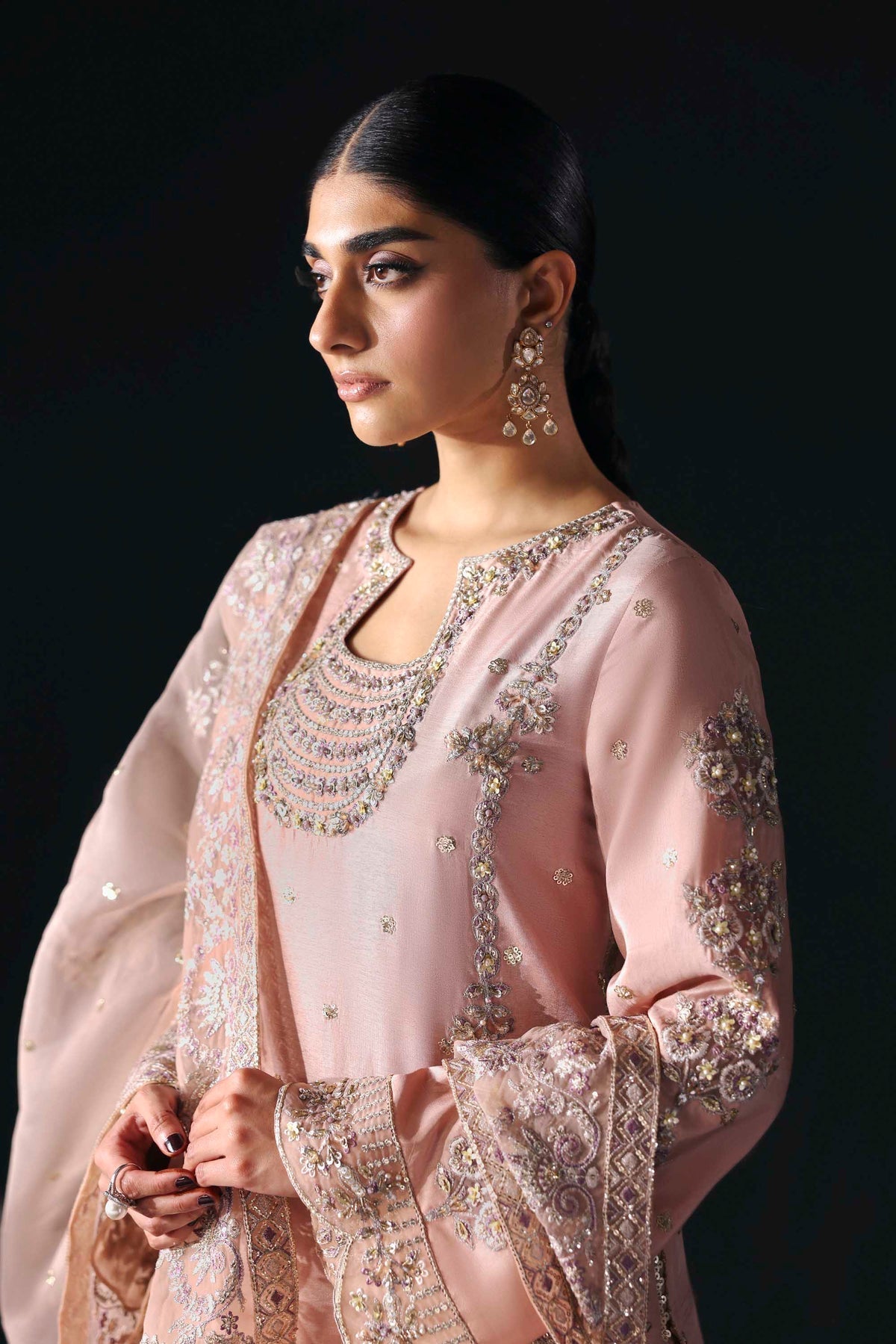 Akbar Aslam | Formal Pret | Avenor-Brand:Akbar Aslam-Type:Ladies Clothes-Blush Pink-Tissue Silk-House of Maryam- Buy in UK, USA