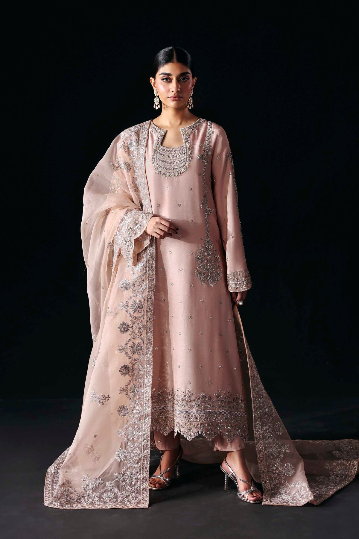 Akbar Aslam | Formal Pret | Avenor-Brand:Akbar Aslam-Type:Ladies Clothes-Blush Pink-Tissue Silk-House of Maryam- Buy in UK, USA