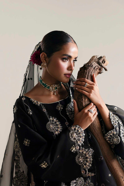 Akbar Aslam | Formal Pret | Caelis-Brand:Akbar Aslam-Type:Ladies Clothes-Black-Tissue Silk-House of Maryam- Buy in UK, USA