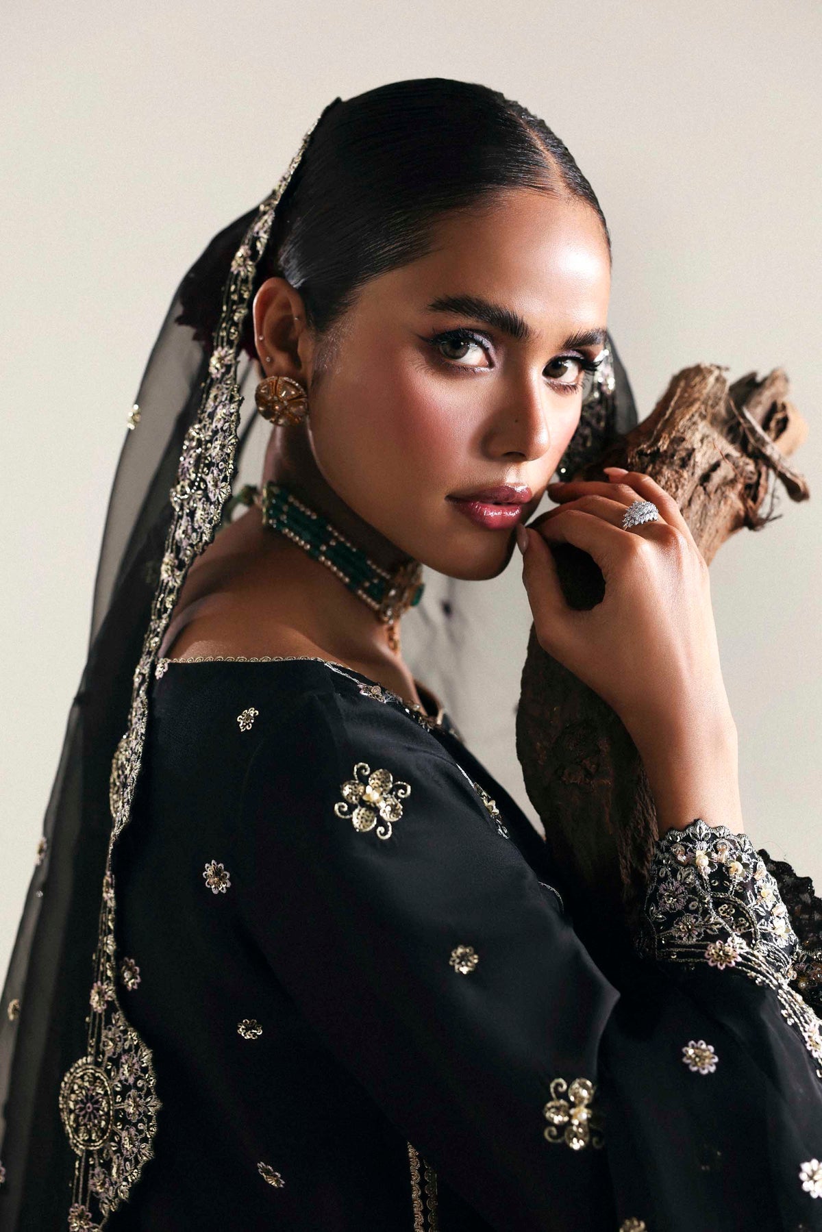 Akbar Aslam | Formal Pret | Caelis-Brand:Akbar Aslam-Type:Ladies Clothes-Black-Tissue Silk-House of Maryam- Buy in UK, USA