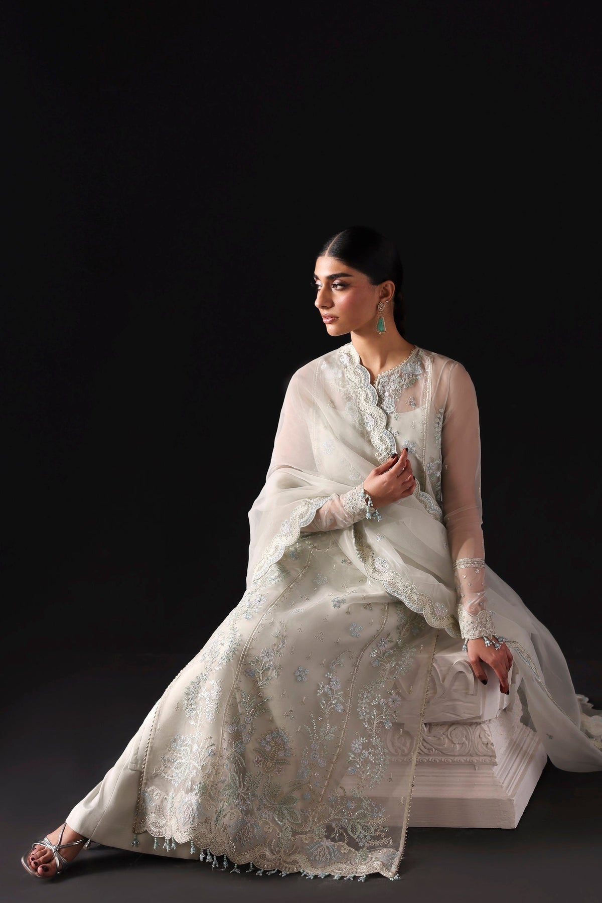 Akbar Aslam | Formal Pret | Celeste-Brand:Akbar Aslam-Type:Ladies Clothes-Ivory-Organza-House of Maryam- Buy in UK, USA