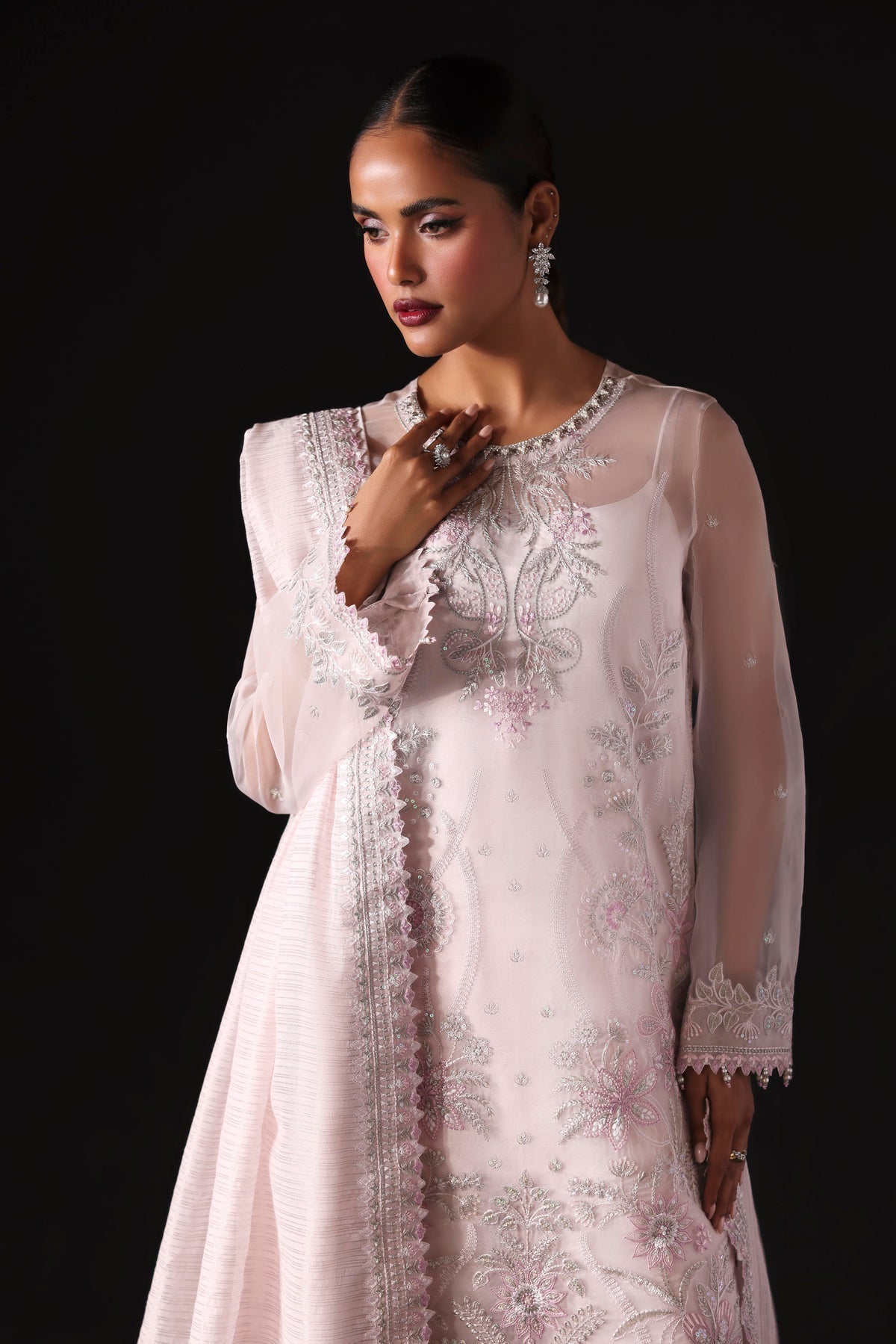 Akbar Aslam | Formal Pret |Dynara-Brand:Akbar Aslam-Type:Ladies Clothes-Light Pink-Organza-House of Maryam- Buy in UK, USA