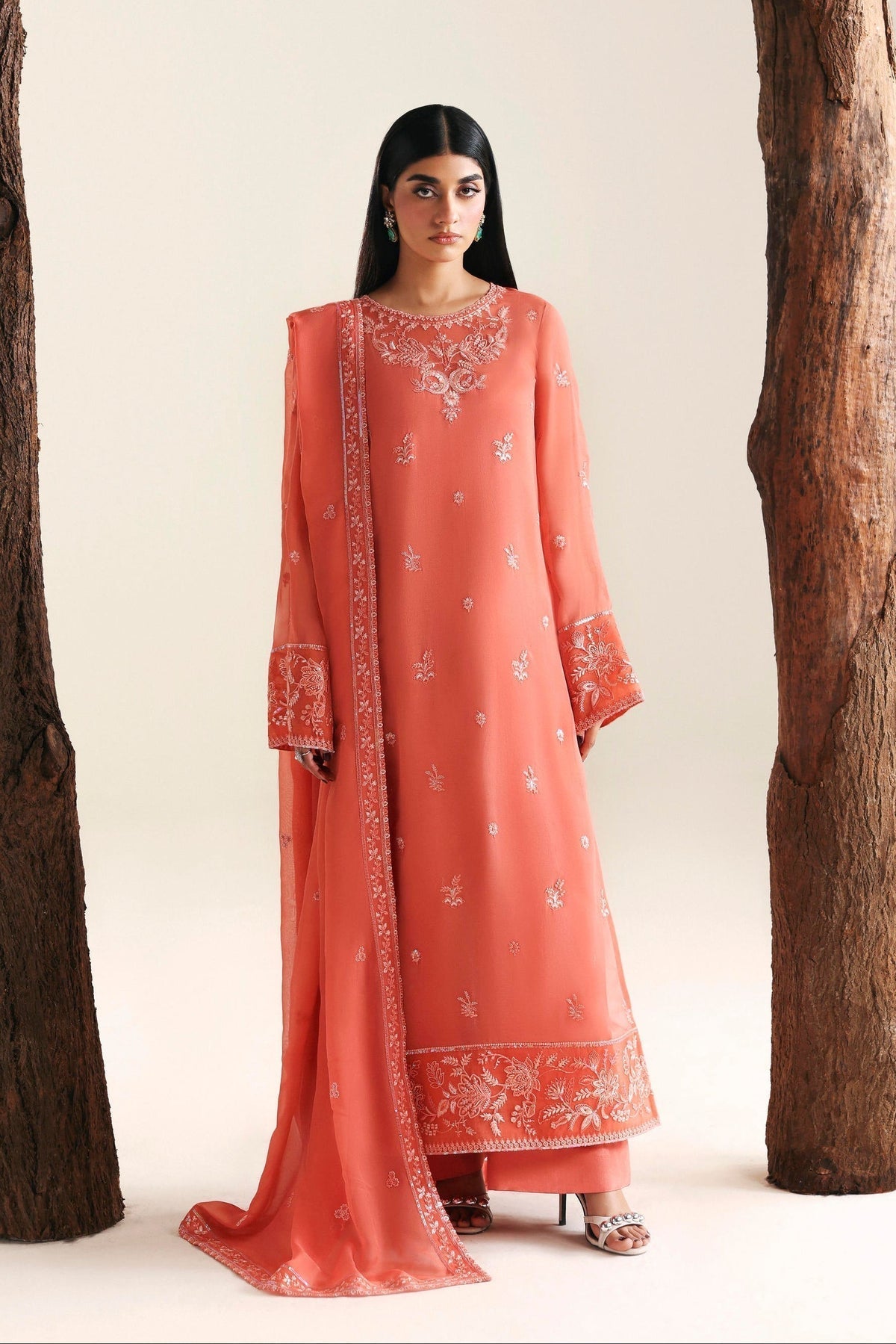 Akbar Aslam | Formal Pret |Kaira-Brand:Akbar Aslam-Type:Ladies Clothes-Peach Pink-Chiffon-House of Maryam- Buy in UK, USA