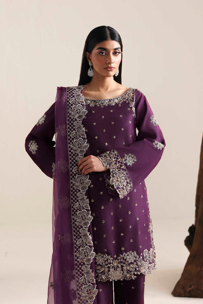 Akbar Aslam | Formal Pret | Nivelle-Brand:Akbar Aslam-Type:Ladies Clothes-Dark Purple-Tissue Silk-House of Maryam- Buy in UK, USA