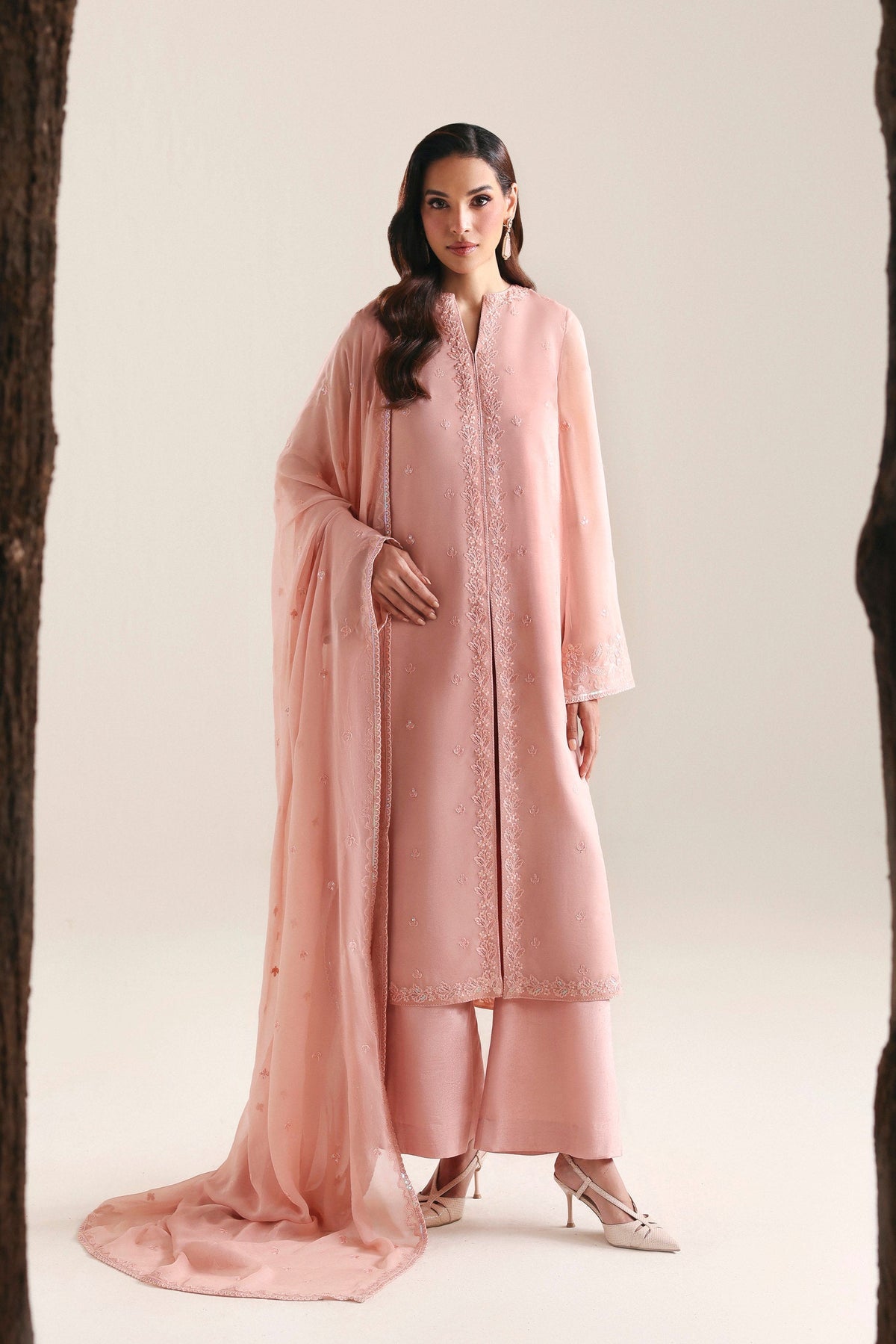 Akbar Aslam | Formal Pret | Solae-Brand:Akbar Aslam-Type:Ladies Clothes-Light Peach Pink-Chiffon-House of Maryam- Buy in UK, USA