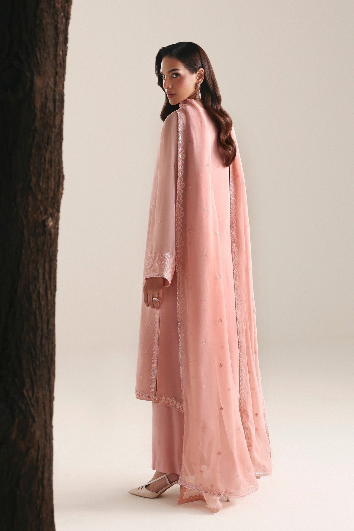 Akbar Aslam | Formal Pret | Solae-Brand:Akbar Aslam-Type:Ladies Clothes-Light Peach Pink-Chiffon-House of Maryam- Buy in UK, USA