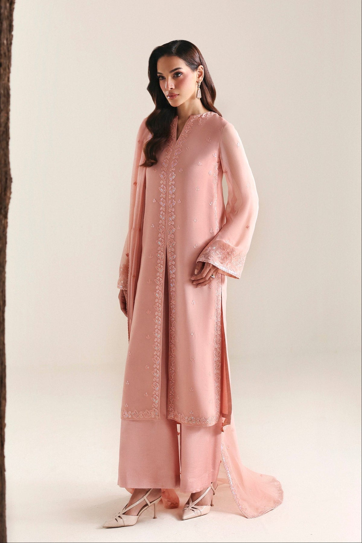 Akbar Aslam | Formal Pret | Solae-Brand:Akbar Aslam-Type:Ladies Clothes-Light Peach Pink-Chiffon-House of Maryam- Buy in UK, USA