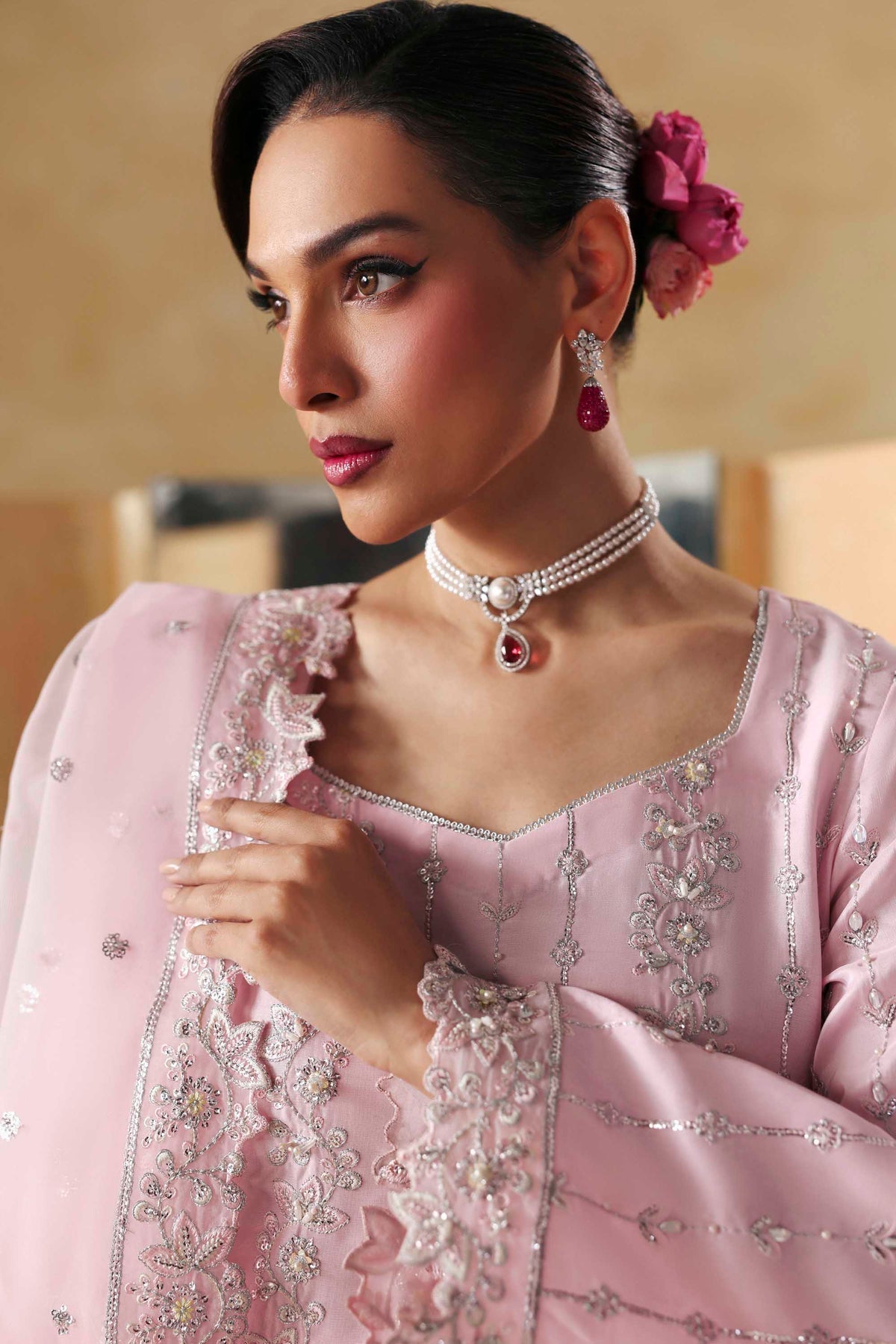 Akbar Aslam | Formal Pret | Sylra-Brand:Akbar Aslam-Type:Ladies Clothes-Tissue Silk-Pink-House of Maryam- Buy in UK, USA