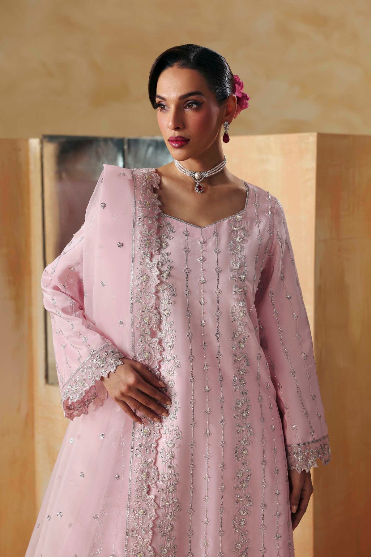 Akbar Aslam | Formal Pret | Sylra-Brand:Akbar Aslam-Type:Ladies Clothes-Tissue Silk-Pink-House of Maryam- Buy in UK, USA