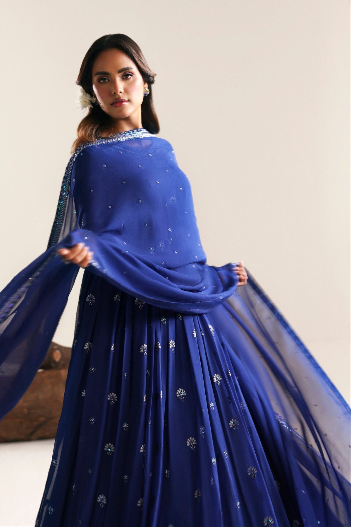 Akbar Aslam | Formal Pret | Zimalia-Brand:Akbar Aslam-Type:Ladies Clothes-Navy-Chiffon-House of Maryam- Buy in UK, USA