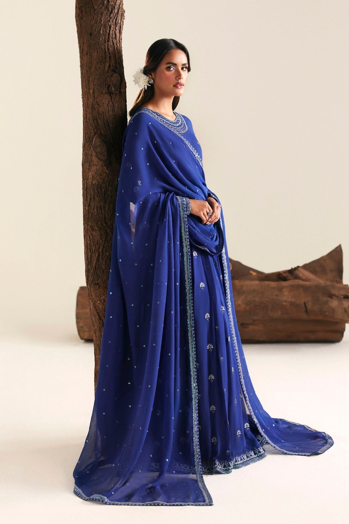 Akbar Aslam | Formal Pret | Zimalia-Brand:Akbar Aslam-Type:Ladies Clothes-Navy-Chiffon-House of Maryam- Buy in UK, USA