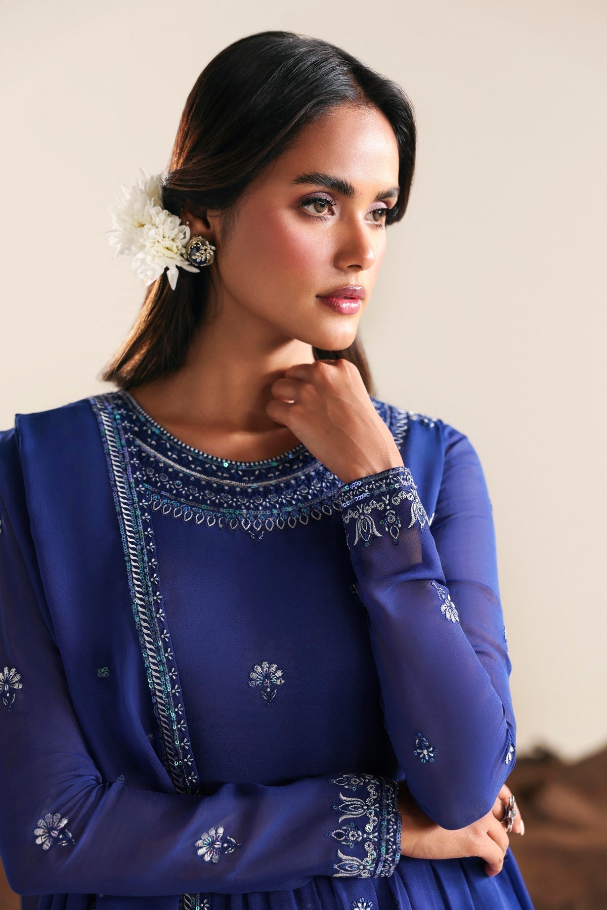 Akbar Aslam | Formal Pret | Zimalia-Brand:Akbar Aslam-Type:Ladies Clothes-Navy-Chiffon-House of Maryam- Buy in UK, USA