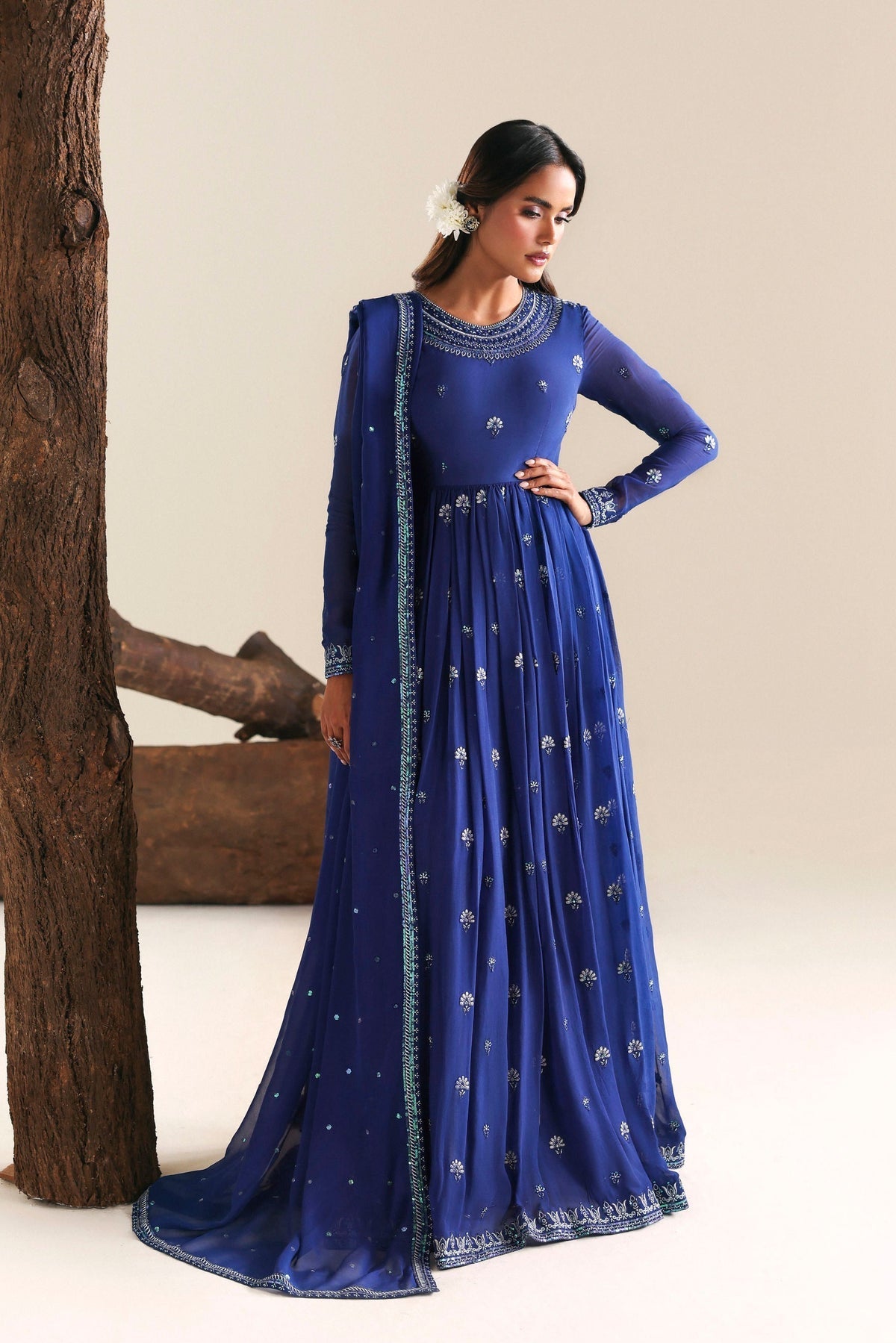 Akbar Aslam | Formal Pret | Zimalia-Brand:Akbar Aslam-Type:Ladies Clothes-Navy-Chiffon-House of Maryam- Buy in UK, USA