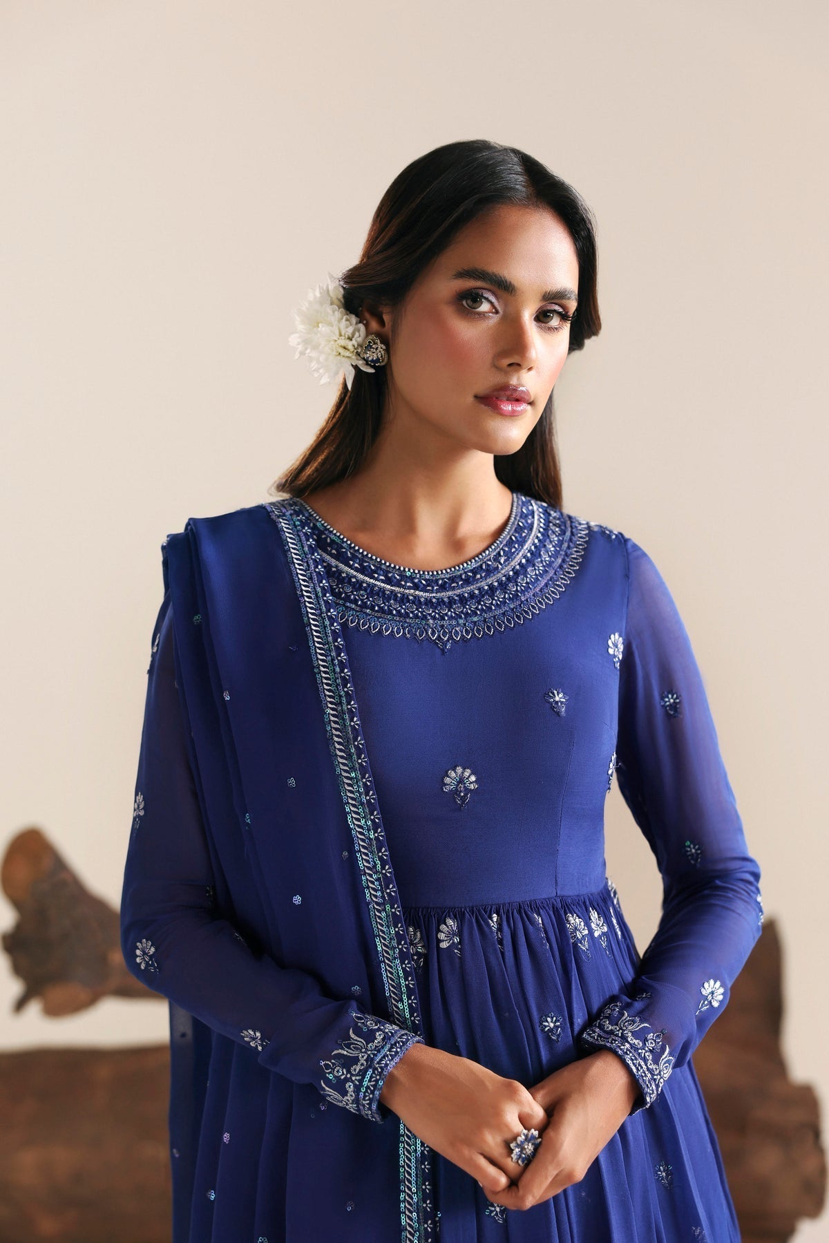 Akbar Aslam | Formal Pret | Zimalia-Brand:Akbar Aslam-Type:Ladies Clothes-Navy-Chiffon-House of Maryam- Buy in UK, USA