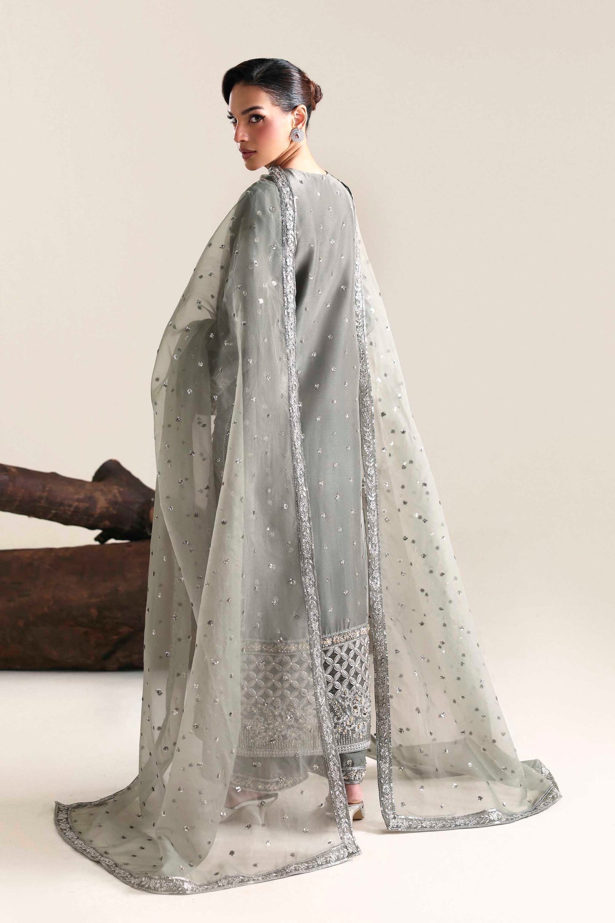 Akbar Aslam | Formal Pret | Zivara-Brand:Akbar Aslam-Type:Ladies Clothes-Gray-Tissue Silk-House of Maryam- Buy in UK, USA
