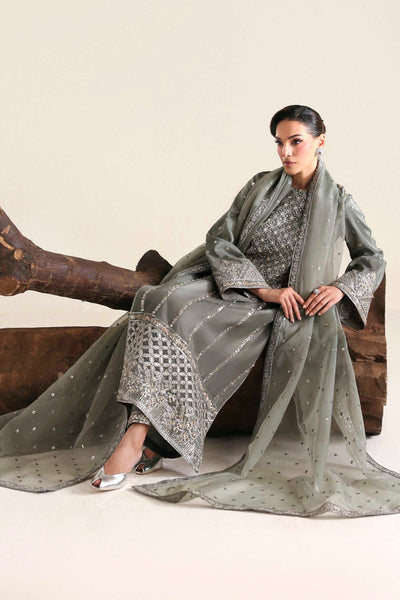 Akbar Aslam | Formal Pret | Zivara-Brand:Akbar Aslam-Type:Ladies Clothes-Gray-Tissue Silk-House of Maryam- Buy in UK, USA