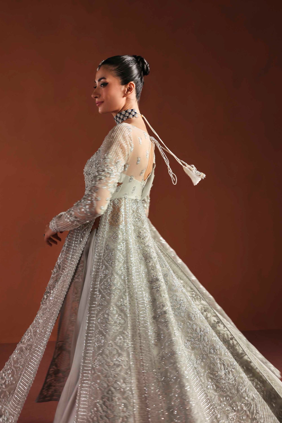 Akbar Aslam | Luxury Formals | Eden-Brand:Akbar Aslam-Type:Ladies Clothes-Silver Gray-Organza-House of Maryam- Buy in UK, USA