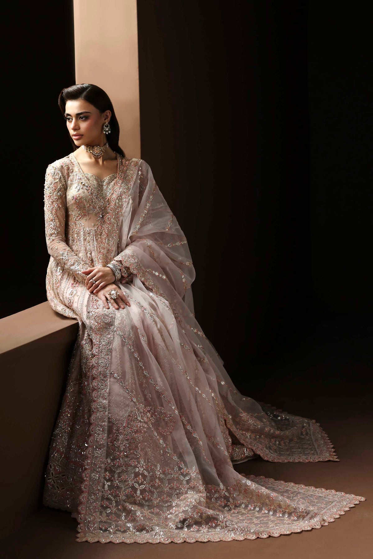 Akbar Aslam | Luxury Formals | Ember-Brand:Akbar Aslam-Type:Ladies Clothes-Light Pink-Organza-House of Maryam- Buy in UK, USA