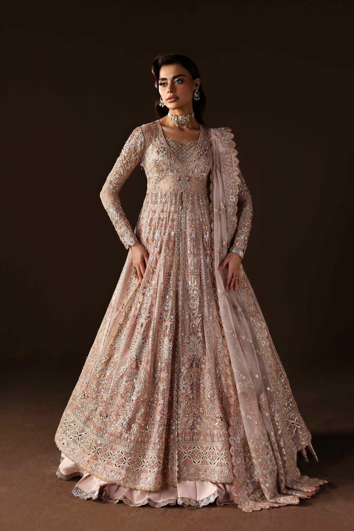 Akbar Aslam | Luxury Formals | Ember-Brand:Akbar Aslam-Type:Ladies Clothes-Light Pink-Organza-House of Maryam- Buy in UK, USA