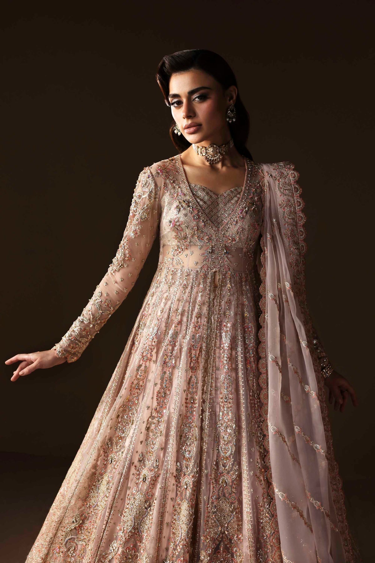 Akbar Aslam | Luxury Formals | Ember-Brand:Akbar Aslam-Type:Ladies Clothes-Light Pink-Organza-House of Maryam- Buy in UK, USA