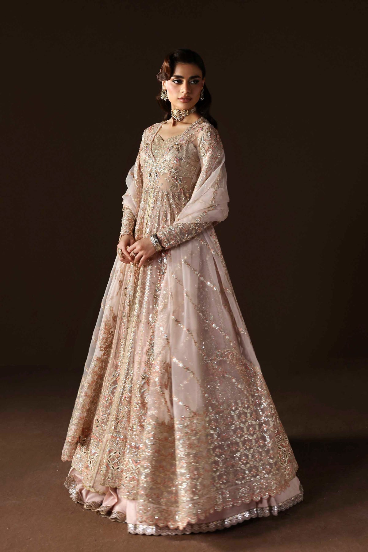 Akbar Aslam | Luxury Formals | Ember-Brand:Akbar Aslam-Type:Ladies Clothes-Light Pink-Organza-House of Maryam- Buy in UK, USA