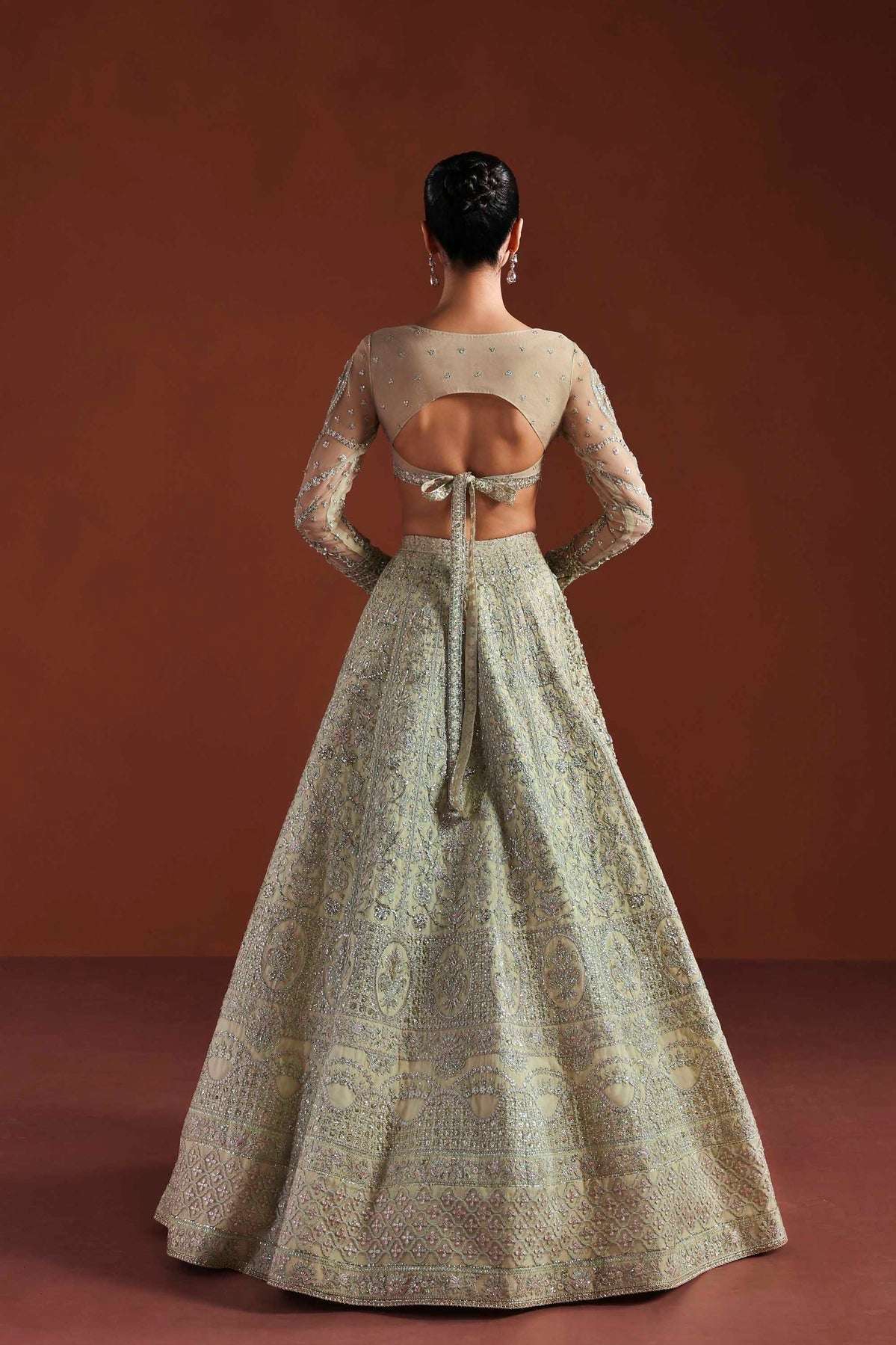 Akbar Aslam | Luxury Formals | Fable-Brand:Akbar Aslam-Type:Ladies Clothes-Pastel Mint-Organza-House of Maryam- Buy in UK, USA
