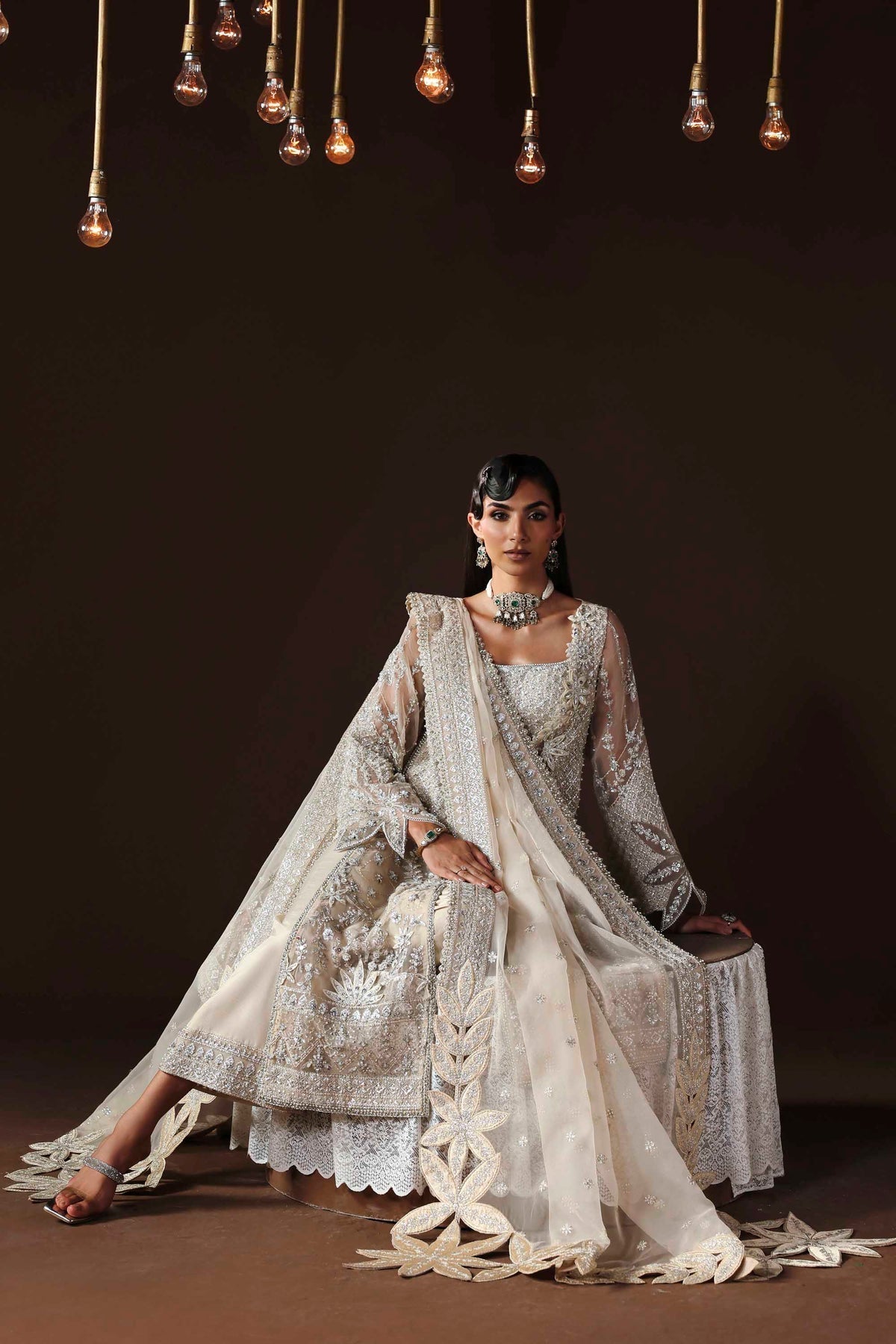 Akbar Aslam | Luxury Formals | Hazel-Brand:Akbar Aslam-Type:Ladies Clothes-Ivory-Organza-House of Maryam- Buy in UK, USA