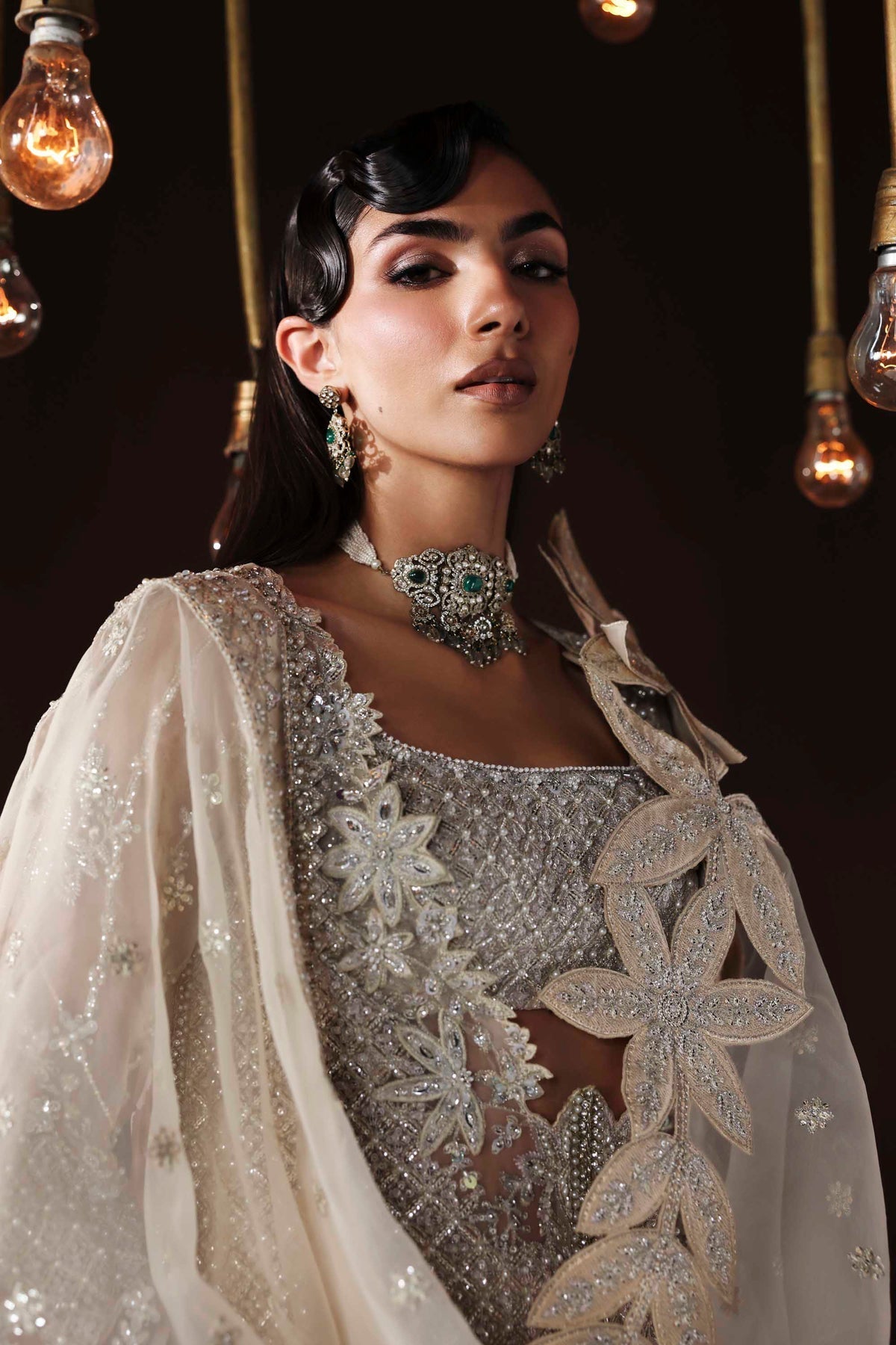 Akbar Aslam | Luxury Formals | Hazel-Brand:Akbar Aslam-Type:Ladies Clothes-Ivory-Organza-House of Maryam- Buy in UK, USA