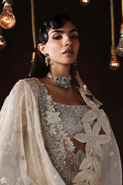 Akbar Aslam | Luxury Formals | Hazel-Brand:Akbar Aslam-Type:Ladies Clothes-Ivory-Organza-House of Maryam- Buy in UK, USA