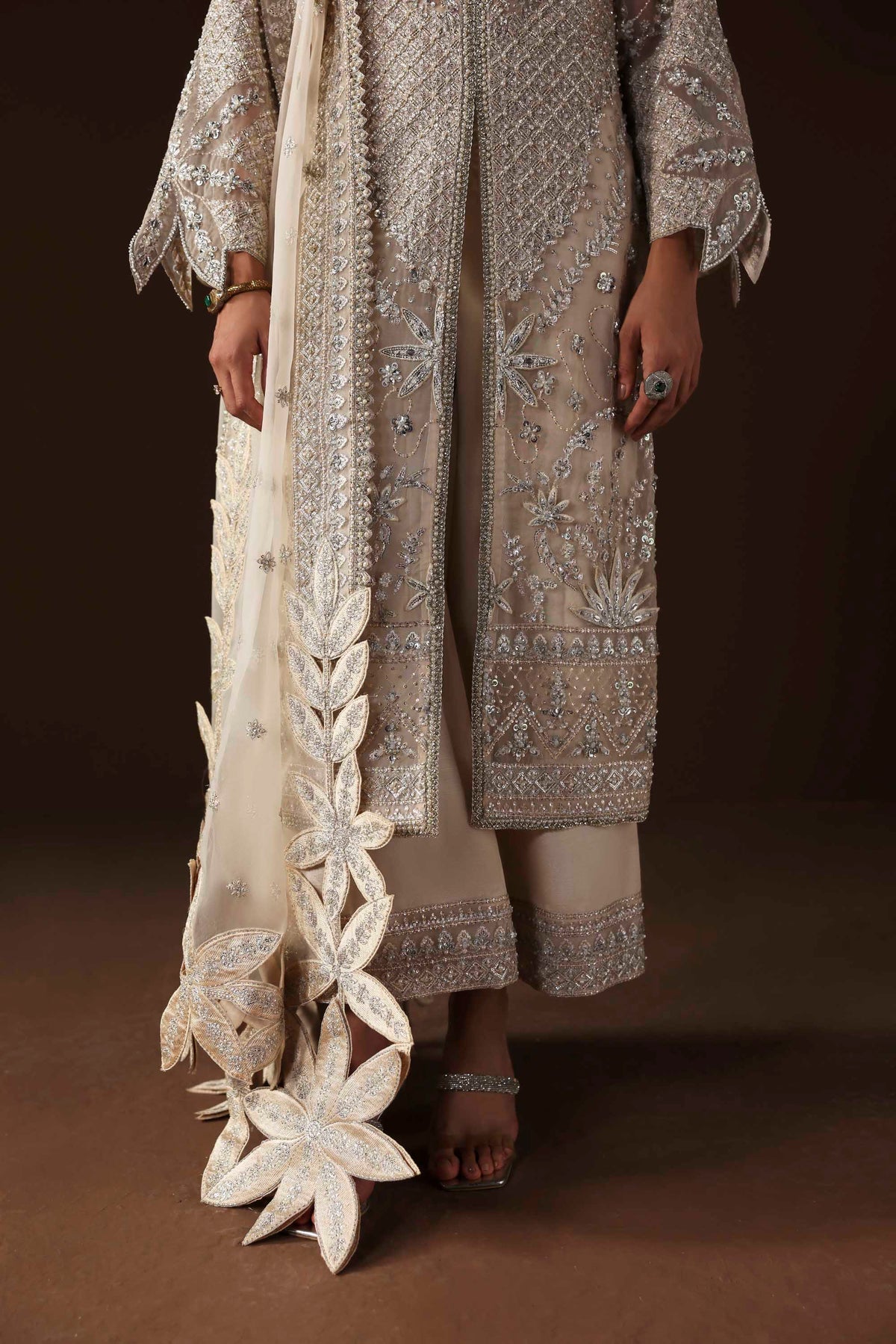 Akbar Aslam | Luxury Formals | Hazel-Brand:Akbar Aslam-Type:Ladies Clothes-Ivory-Organza-House of Maryam- Buy in UK, USA