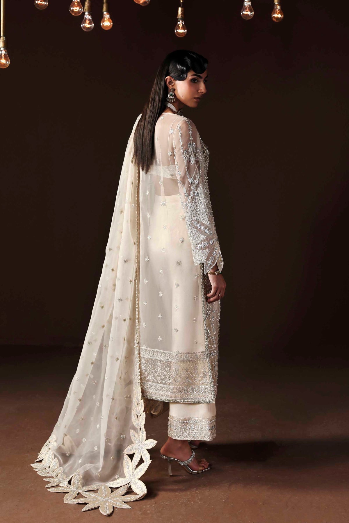 Akbar Aslam | Luxury Formals | Hazel-Brand:Akbar Aslam-Type:Ladies Clothes-Ivory-Organza-House of Maryam- Buy in UK, USA