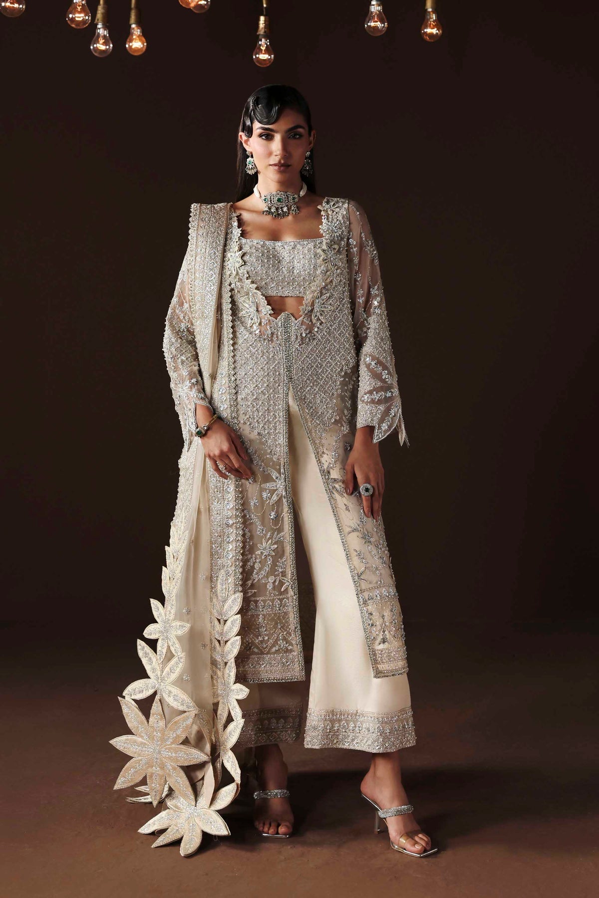 Akbar Aslam | Luxury Formals | Hazel-Brand:Akbar Aslam-Type:Ladies Clothes-Ivory-Organza-House of Maryam- Buy in UK, USA