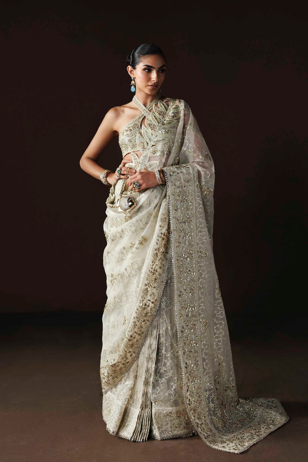 Akbar Aslam | Luxury Formals | Luna-Brand:Akbar Aslam-Type:Ladies Clothes-Ivory-Organza-House of Maryam- Buy in UK, USA