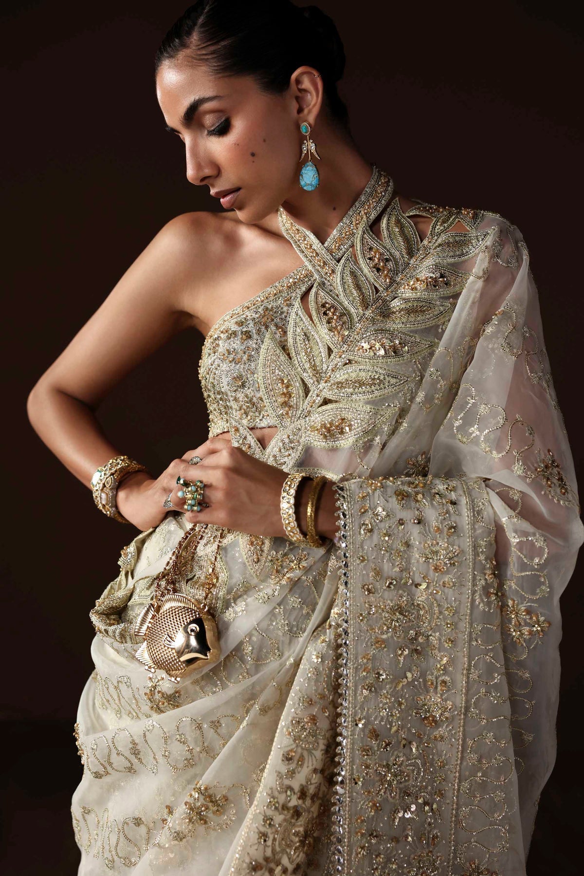 Akbar Aslam | Luxury Formals | Luna-Brand:Akbar Aslam-Type:Ladies Clothes-Ivory-Organza-House of Maryam- Buy in UK, USA