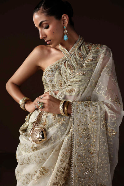Akbar Aslam | Luxury Formals | Luna-Brand:Akbar Aslam-Type:Ladies Clothes-Ivory-Organza-House of Maryam- Buy in UK, USA