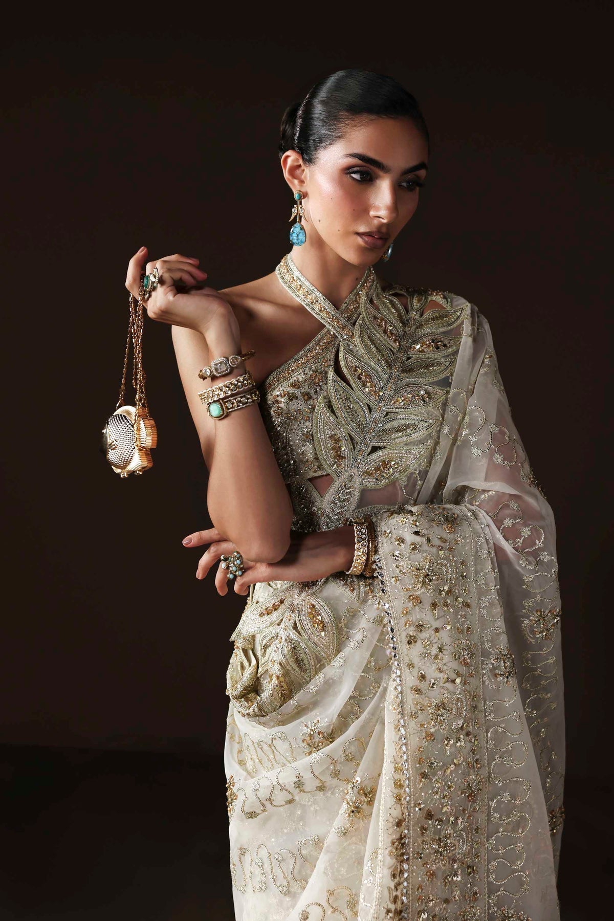 Akbar Aslam | Luxury Formals | Luna-Brand:Akbar Aslam-Type:Ladies Clothes-Ivory-Organza-House of Maryam- Buy in UK, USA
